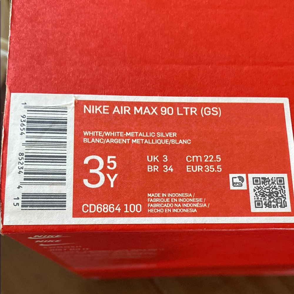 Nike Air Max 90 LTR Kids Shoes - White and Metallic Silver